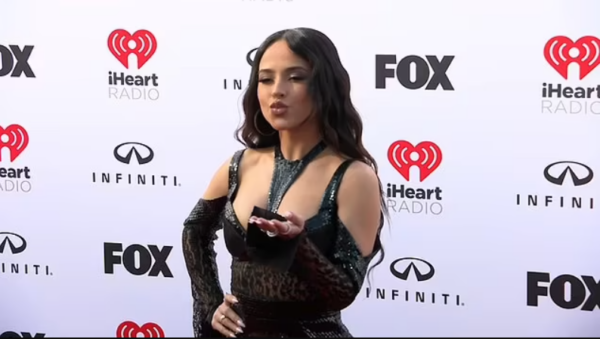 Becky G wins Best Latin Pop Single at iHeartRadio Music Awards 2023 with black outfit 2023 3