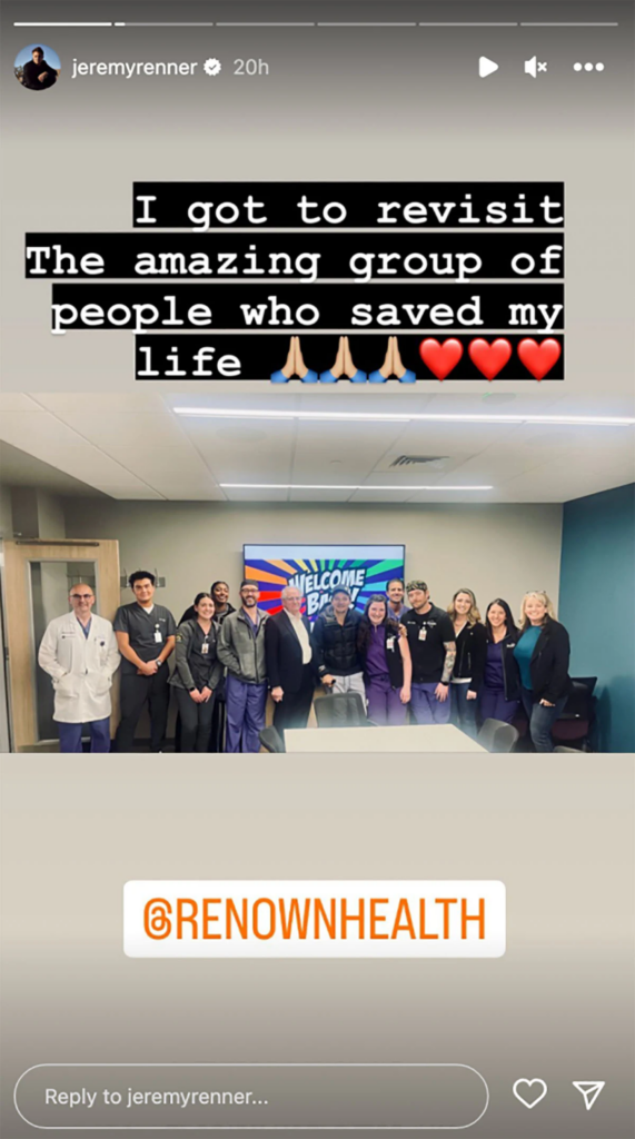 Jeremy Renner Visits Hospital Staff Who Saved Him 2023 5