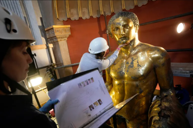 Vatican experts unearthing lightning-struck Hercules statue’s golden splendour 2023
