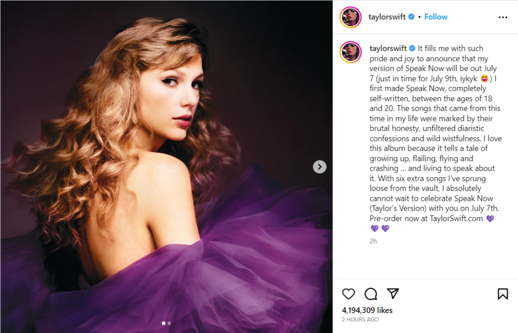 Taylor Swift announces 'Speak Now' re-recording 2023 5