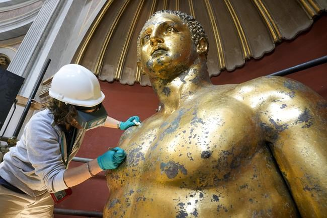 Vatican experts unearthing lightning-struck Hercules statue's golden splendour 2023 5