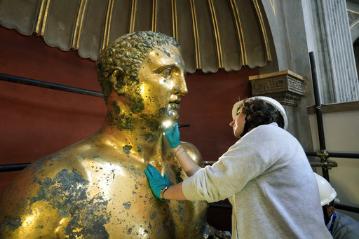 Vatican experts unearthing lightning-struck Hercules statue's golden splendour 2023 6
