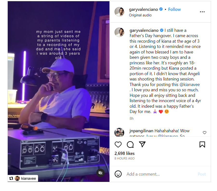 Gary Valenciano is moved by the recording of his daughter Kiana 2023 3